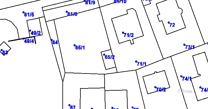 Parcela st. 65/2 v KÚ Strašnice, Katastrální mapa