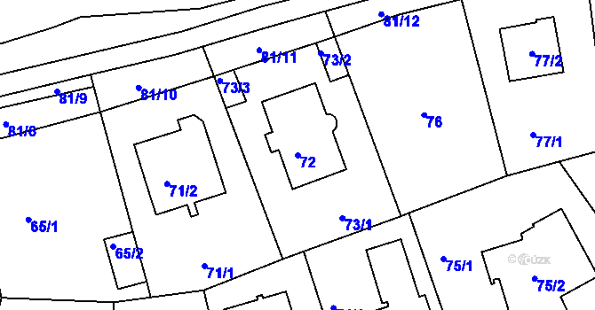 Parcela st. 72 v KÚ Strašnice, Katastrální mapa