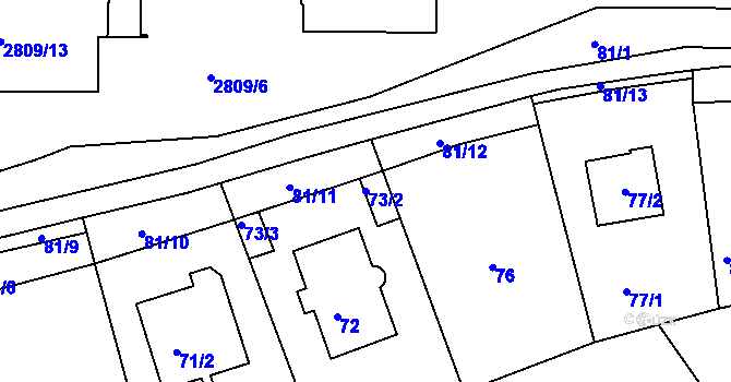 Parcela st. 73/2 v KÚ Strašnice, Katastrální mapa
