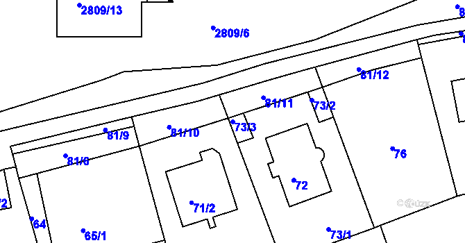 Parcela st. 73/3 v KÚ Strašnice, Katastrální mapa