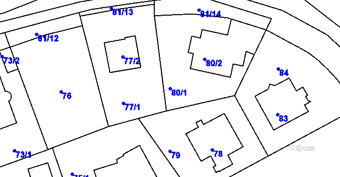 Parcela st. 80/1 v KÚ Strašnice, Katastrální mapa