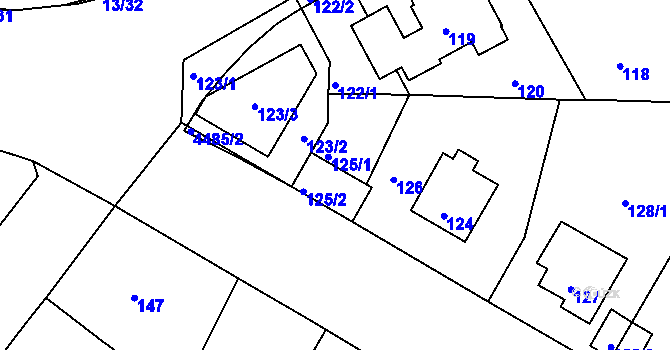 Parcela st. 125 v KÚ Strašnice, Katastrální mapa