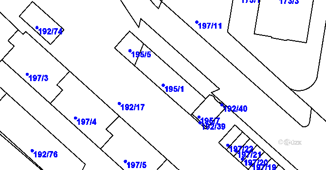 Parcela st. 195/1 v KÚ Strašnice, Katastrální mapa