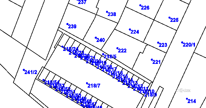 Parcela st. 218/5 v KÚ Strašnice, Katastrální mapa