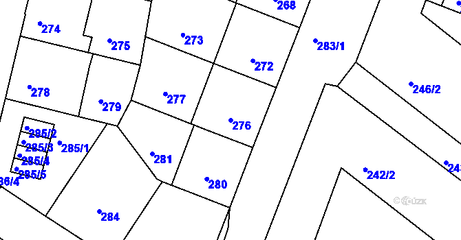 Parcela st. 276 v KÚ Strašnice, Katastrální mapa