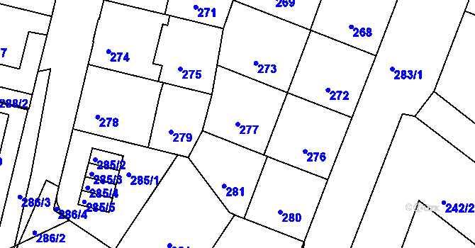 Parcela st. 277 v KÚ Strašnice, Katastrální mapa