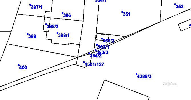 Parcela st. 353/3 v KÚ Strašnice, Katastrální mapa
