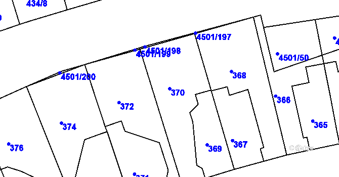 Parcela st. 370 v KÚ Strašnice, Katastrální mapa
