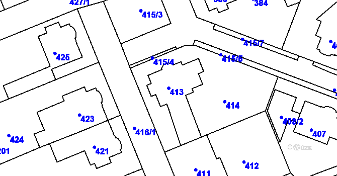 Parcela st. 413 v KÚ Strašnice, Katastrální mapa