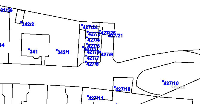 Parcela st. 427/9 v KÚ Strašnice, Katastrální mapa
