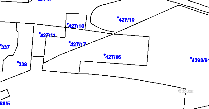 Parcela st. 427/16 v KÚ Strašnice, Katastrální mapa