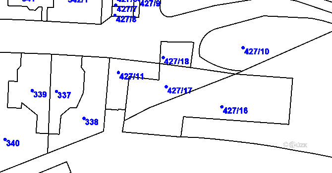 Parcela st. 427/17 v KÚ Strašnice, Katastrální mapa