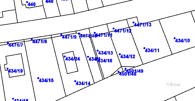 Parcela st. 434/13 v KÚ Strašnice, Katastrální mapa