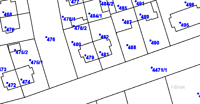 Parcela st. 481 v KÚ Strašnice, Katastrální mapa