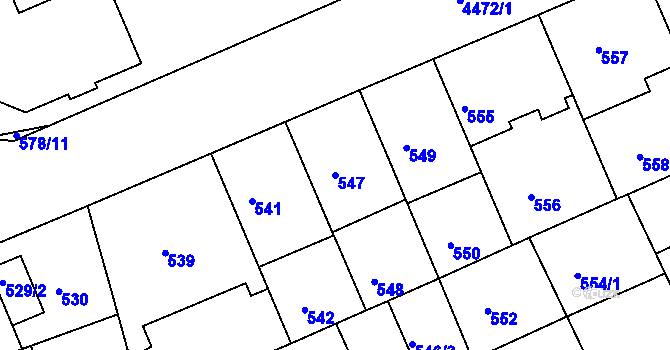 Parcela st. 547 v KÚ Strašnice, Katastrální mapa