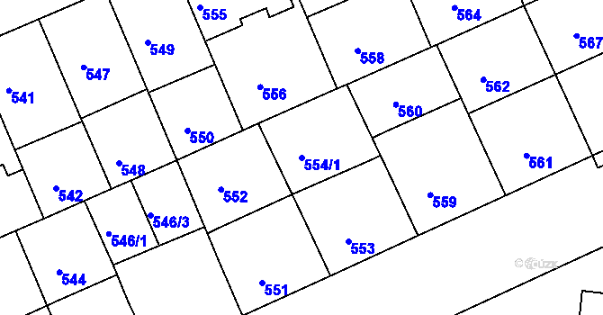 Parcela st. 554/1 v KÚ Strašnice, Katastrální mapa
