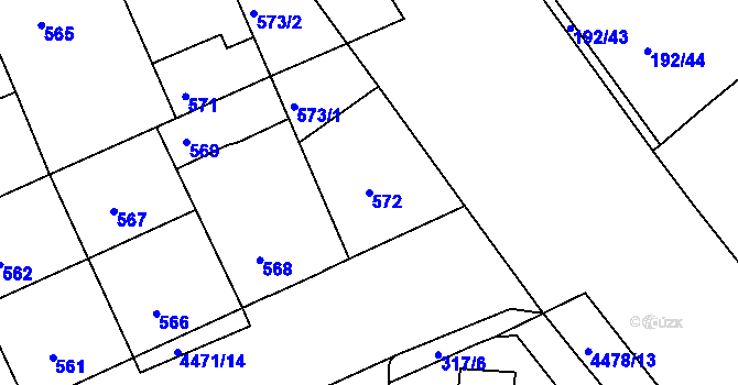Parcela st. 572 v KÚ Strašnice, Katastrální mapa