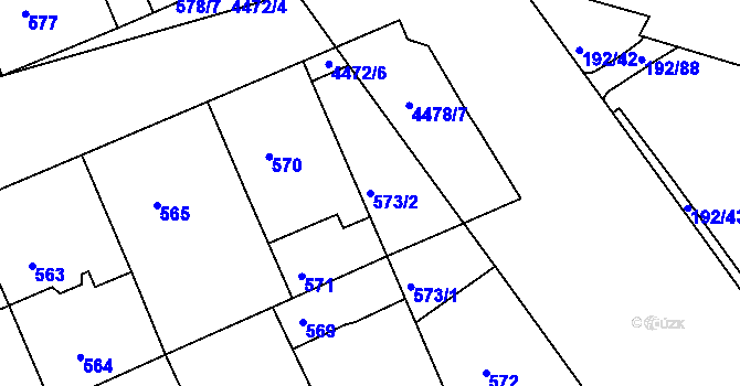 Parcela st. 573/2 v KÚ Strašnice, Katastrální mapa