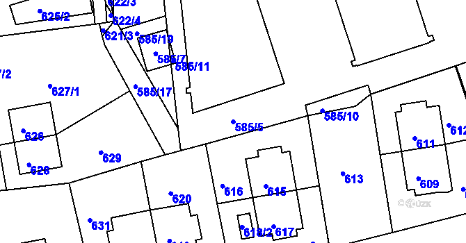 Parcela st. 585/5 v KÚ Strašnice, Katastrální mapa