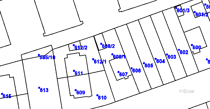 Parcela st. 608 v KÚ Strašnice, Katastrální mapa