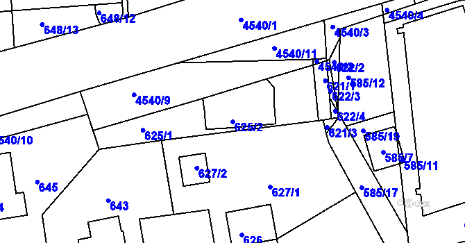 Parcela st. 625/2 v KÚ Strašnice, Katastrální mapa