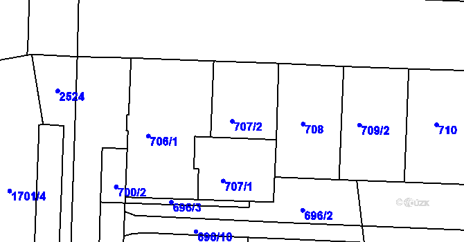 Parcela st. 707/2 v KÚ Strašnice, Katastrální mapa