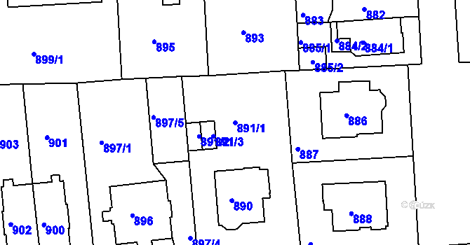 Parcela st. 891/1 v KÚ Strašnice, Katastrální mapa