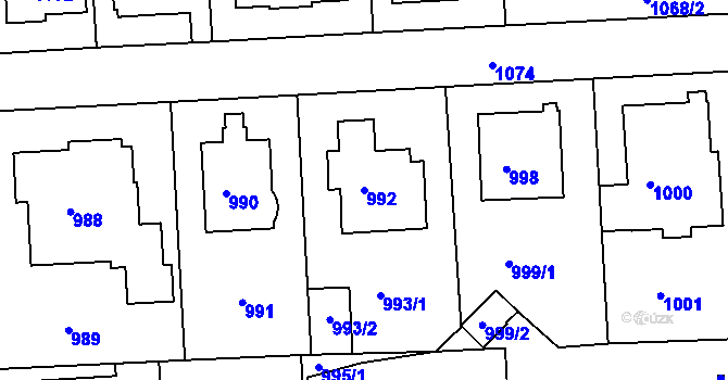 Parcela st. 992 v KÚ Strašnice, Katastrální mapa