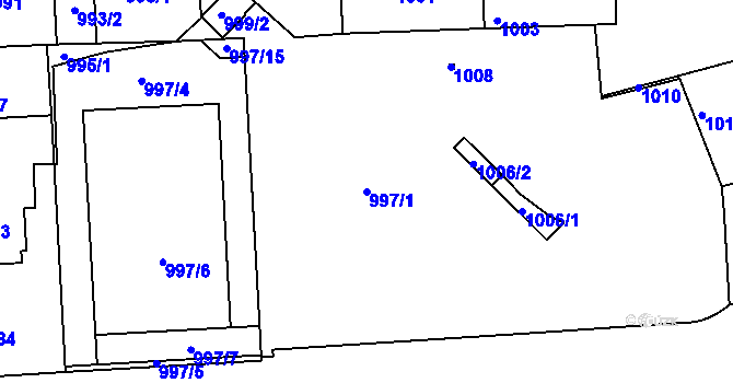 Parcela st. 997/1 v KÚ Strašnice, Katastrální mapa