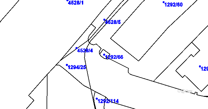 Parcela st. 1292/66 v KÚ Strašnice, Katastrální mapa
