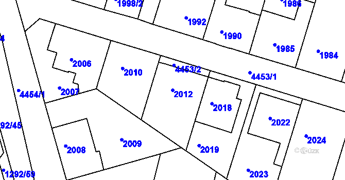 Parcela st. 2012 v KÚ Strašnice, Katastrální mapa