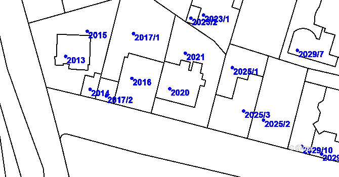 Parcela st. 2020 v KÚ Strašnice, Katastrální mapa