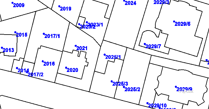 Parcela st. 2025/1 v KÚ Strašnice, Katastrální mapa