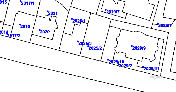 Parcela st. 2025/2 v KÚ Strašnice, Katastrální mapa