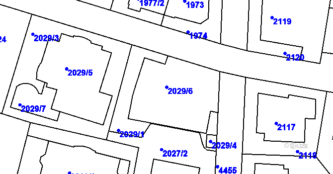 Parcela st. 2029/6 v KÚ Strašnice, Katastrální mapa