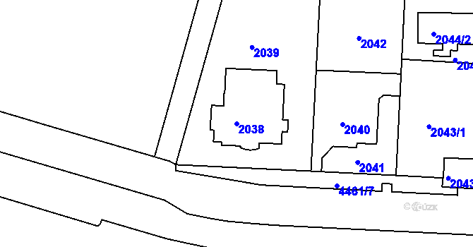 Parcela st. 2038 v KÚ Strašnice, Katastrální mapa