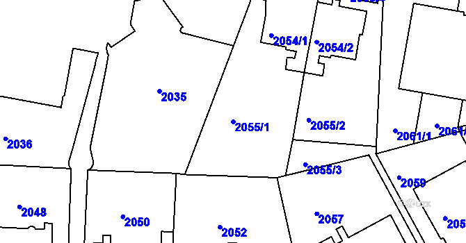 Parcela st. 2055/1 v KÚ Strašnice, Katastrální mapa