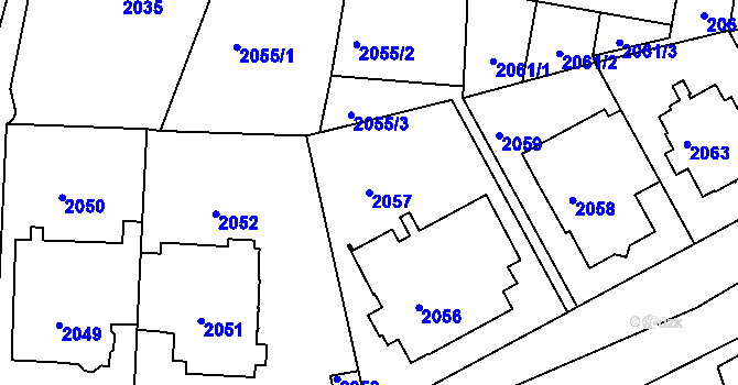 Parcela st. 2057 v KÚ Strašnice, Katastrální mapa