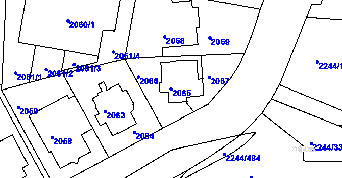 Parcela st. 2065 v KÚ Strašnice, Katastrální mapa