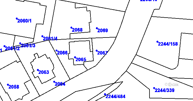 Parcela st. 2067 v KÚ Strašnice, Katastrální mapa