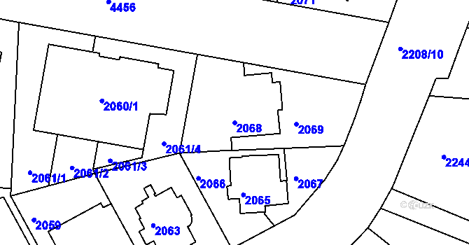 Parcela st. 2068 v KÚ Strašnice, Katastrální mapa