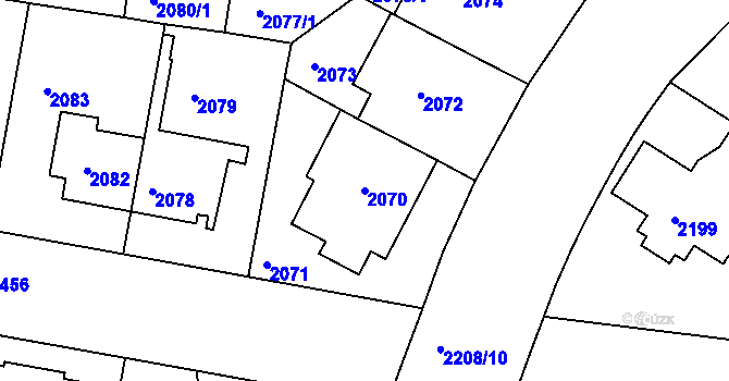 Parcela st. 2070 v KÚ Strašnice, Katastrální mapa