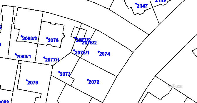 Parcela st. 2074 v KÚ Strašnice, Katastrální mapa
