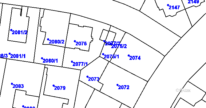 Parcela st. 2075/1 v KÚ Strašnice, Katastrální mapa