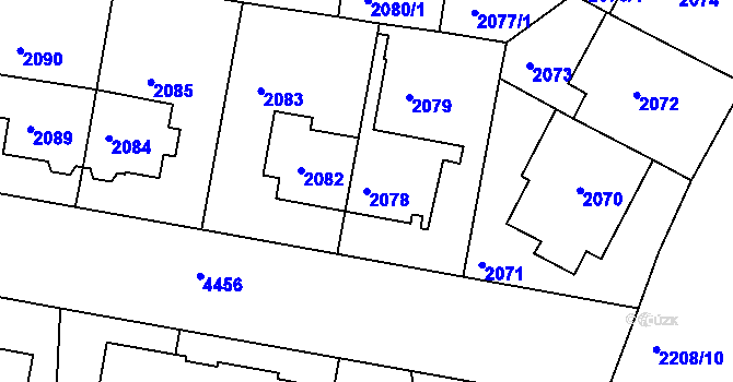 Parcela st. 2078 v KÚ Strašnice, Katastrální mapa