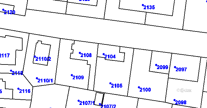 Parcela st. 2104 v KÚ Strašnice, Katastrální mapa