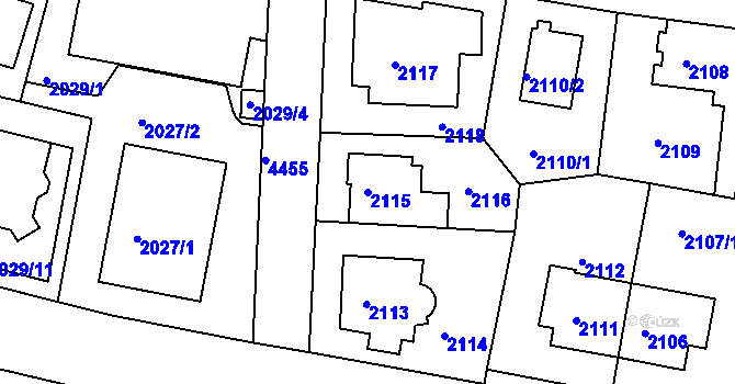 Parcela st. 2115 v KÚ Strašnice, Katastrální mapa