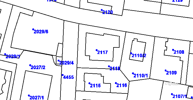Parcela st. 2117 v KÚ Strašnice, Katastrální mapa