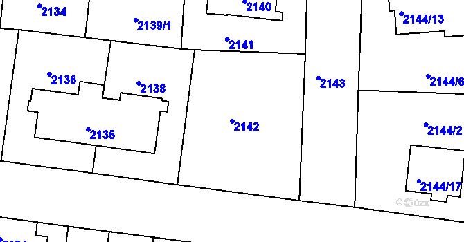 Parcela st. 2142 v KÚ Strašnice, Katastrální mapa