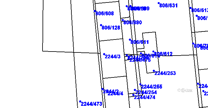 Parcela st. 2244/3 v KÚ Strašnice, Katastrální mapa